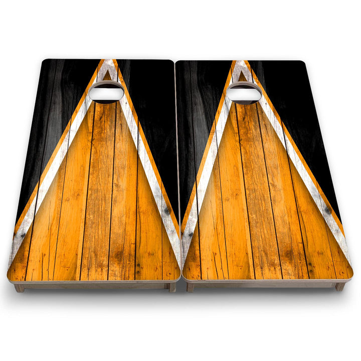Team Color Triangle - Mini or Vacation Size Cornhole Boards (Orange & Black)