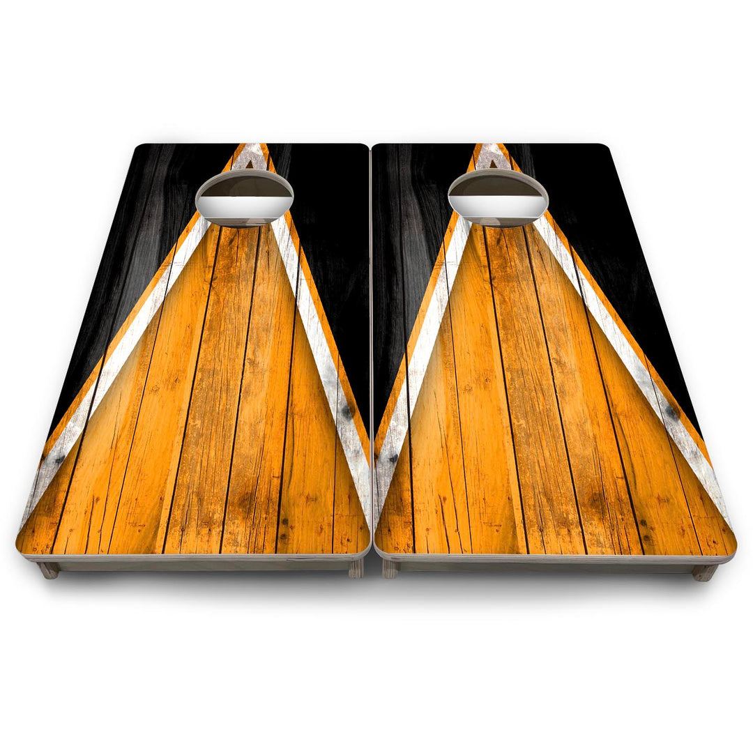 Team Color Triangle - Mini or Vacation Size Cornhole Boards (Orange & Black)