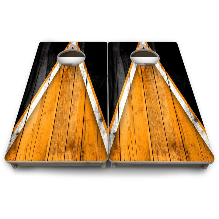 Team Color Triangle - Mini or Vacation Size Cornhole Boards (Orange & Black)