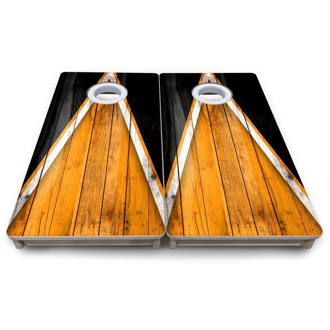 Team Color Triangle - Mini or Vacation Size Cornhole Boards (Orange & Black)