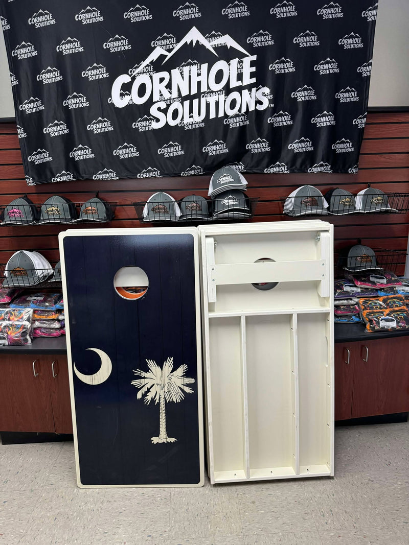 Scratch & Dent - Waterproof - All Weather Boards "Outdoor Solution" 18mm(3/4") Direct UV Printed - Regulation 2' by 4' Cornhole Boards (Set of 2 Boards) Double Thick Legs, with Leg Brace & Dual Support Braces!