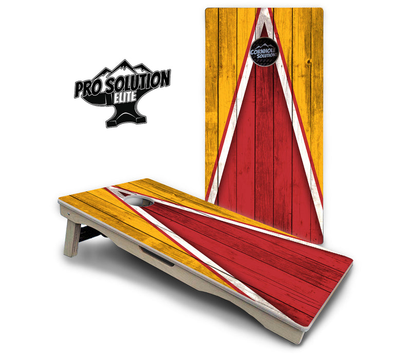 Pro Solution Elite - Team Color Triangle Design Options - Professional Tournament Cornhole Boards 3/4" Baltic Birch - Zero Bounce Zero Movement Vertical Interlocking Braces for Extra Weight & Stability +Double Thick Legs +Airmail Blocker