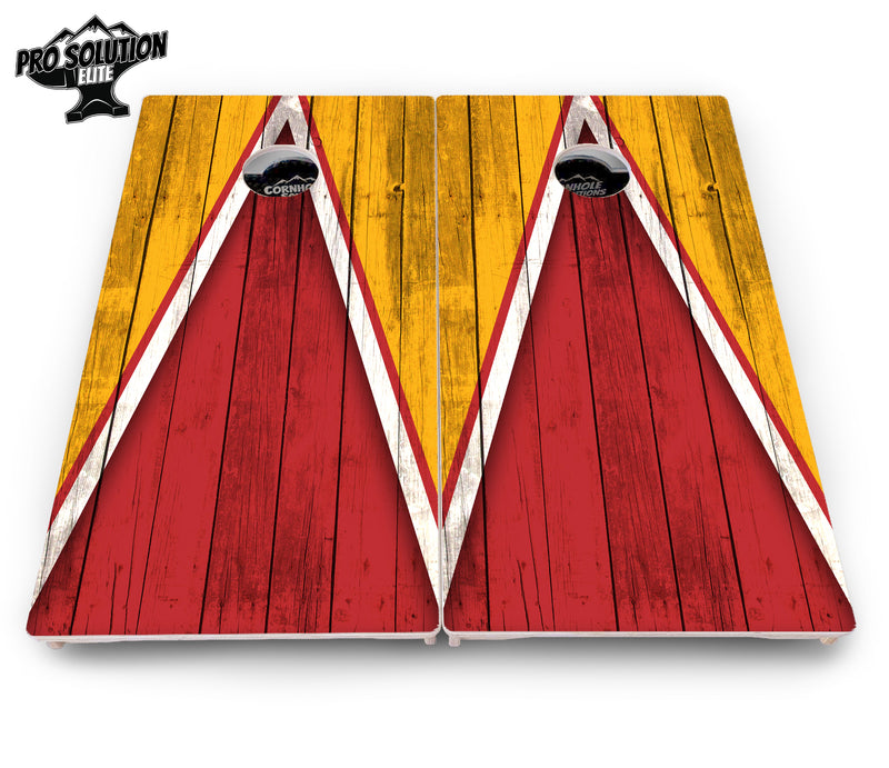 Pro Solution Elite - Team Color Triangle Design Options - Professional Tournament Cornhole Boards 3/4" Baltic Birch - Zero Bounce Zero Movement Vertical Interlocking Braces for Extra Weight & Stability +Double Thick Legs +Airmail Blocker