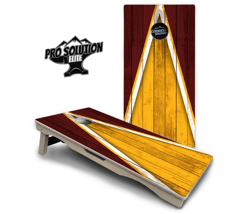 Pro Solution Elite - Team Color Triangle Design Options - Professional Tournament Cornhole Boards 3/4" Baltic Birch - Zero Bounce Zero Movement Vertical Interlocking Braces for Extra Weight & Stability +Double Thick Legs +Airmail Blocker