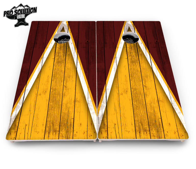 Pro Solution Elite - Team Color Triangle Design Options - Professional Tournament Cornhole Boards 3/4" Baltic Birch - Zero Bounce Zero Movement Vertical Interlocking Braces for Extra Weight & Stability +Double Thick Legs +Airmail Blocker