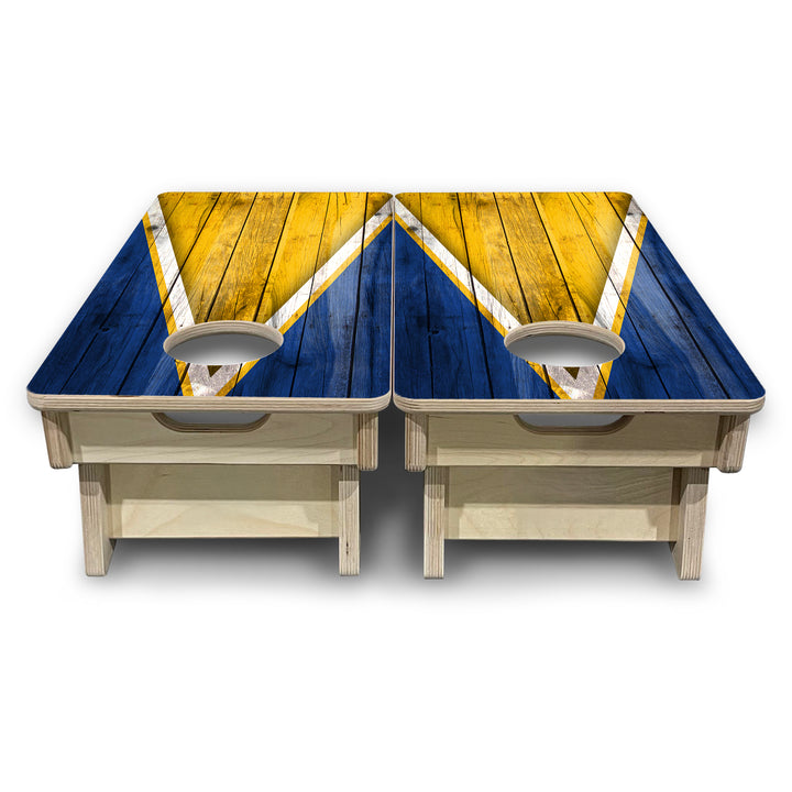 Mini Cornhole Boards - Yellow/Blue Triangle