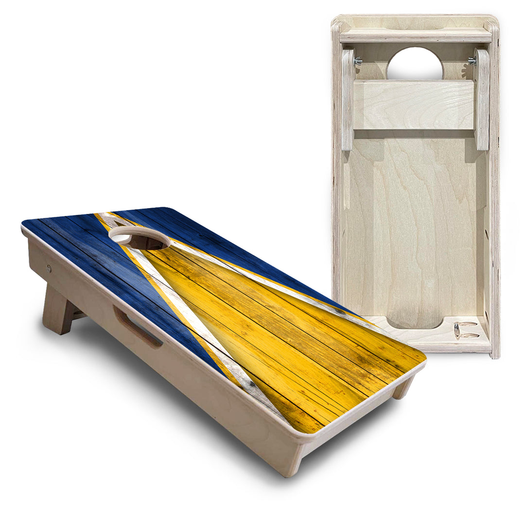 Mini Cornhole Boards - Yellow/Blue Triangle