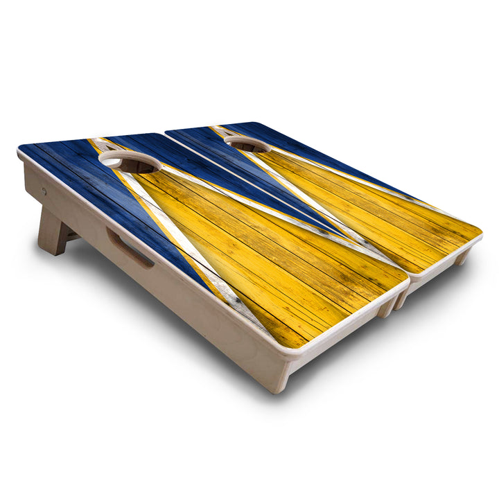 Mini Cornhole Boards - Yellow/Blue Triangle