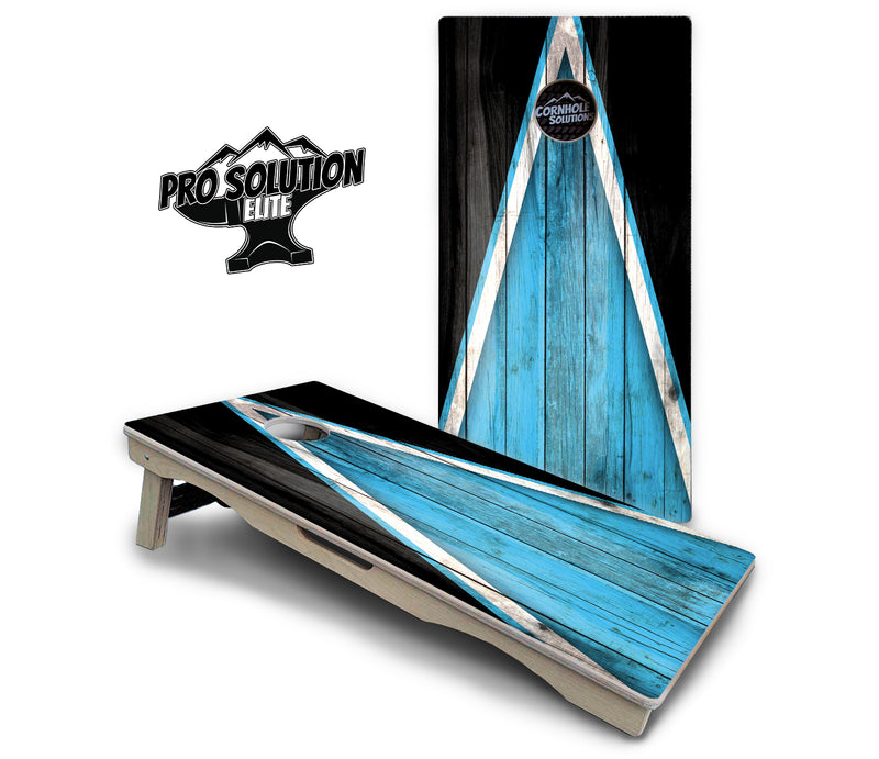 Pro Solution Elite - Sky Blue Triangle - Professional Tournament Cornhole Boards 3/4" Baltic Birch - Zero Bounce Zero Movement Vertical Interlocking Braces for Extra Weight & Stability +Double Thick Legs +Airmail Blocker