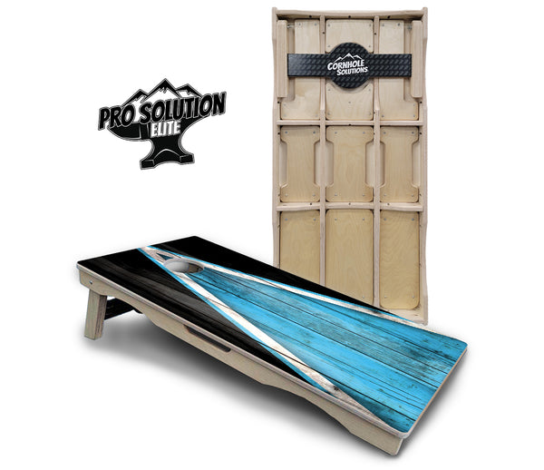 Pro Solution Elite - Sky Blue Triangle - Professional Tournament Cornhole Boards 3/4" Baltic Birch - Zero Bounce Zero Movement Vertical Interlocking Braces for Extra Weight & Stability +Double Thick Legs +Airmail Blocker