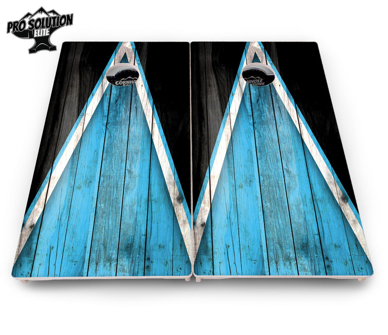 Pro Solution Elite - Sky Blue Triangle - Professional Tournament Cornhole Boards 3/4" Baltic Birch - Zero Bounce Zero Movement Vertical Interlocking Braces for Extra Weight & Stability +Double Thick Legs +Airmail Blocker