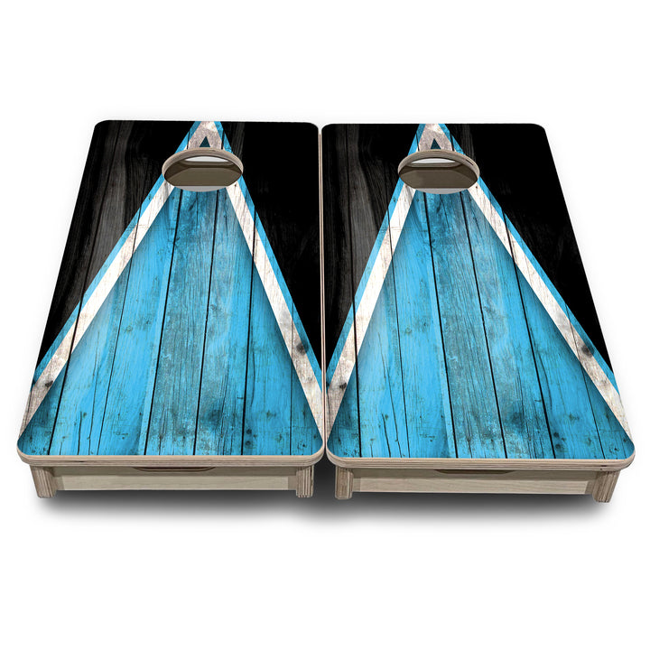 Mini Cornhole Boards - Sky Blue Triangle