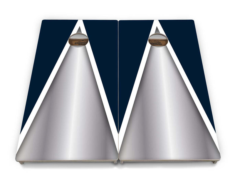 Tournament Boards - Silver/Blue Triangle - Professional Tournament 2'x4' Regulation Cornhole Set - 3/4″ Baltic Birch + UV Direct Print + UV Clear Coat