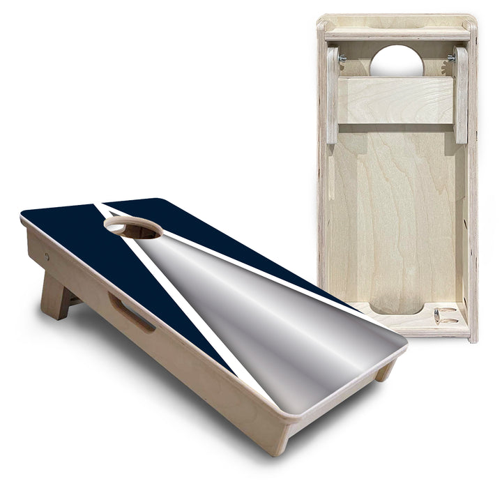 Mini Cornhole Boards - Silver/Blue Triangle
