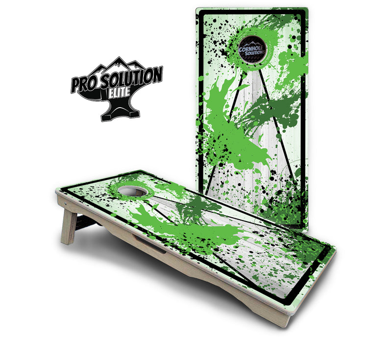 Pro Solution Elite - Paint Splatter Design Options - Professional Tournament Cornhole Boards 3/4" Baltic Birch - Zero Bounce Zero Movement Vertical Interlocking Braces for Extra Weight & Stability +Double Thick Legs +Airmail Blocker