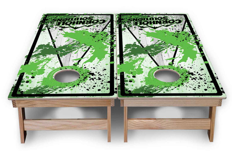 Backyard Solution Boards - Paint Splatter CS Logo (8) Color Options - Regulation 2'x4' Boards - 15mm Baltic Birch Tops - Solid Wood Frames + Folding Legs w/Brace + (1) Support Brace + UV Direct Print + UV Clear Coat