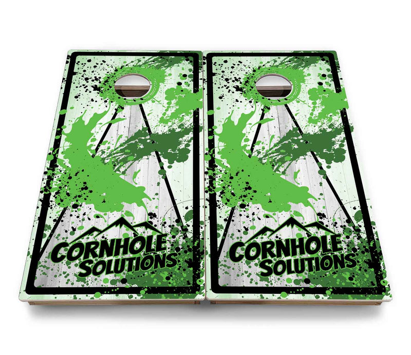 Backyard Solution Boards - Paint Splatter CS Logo (8) Color Options - Regulation 2'x4' Boards - 15mm Baltic Birch Tops - Solid Wood Frames + Folding Legs w/Brace + (1) Support Brace + UV Direct Print + UV Clear Coat