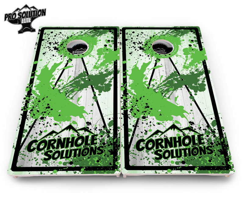 Pro Solution Elite - Paint Splatter CS Logo Design Options - Professional Tournament Cornhole Boards 3/4" Baltic Birch - Zero Bounce Zero Movement Vertical Interlocking Braces for Extra Weight & Stability +Double Thick Legs +Airmail Blocker