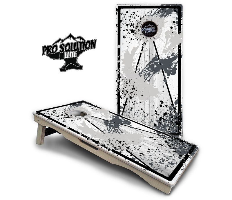 Pro Solution Elite - Paint Splatter Design Options - Professional Tournament Cornhole Boards 3/4" Baltic Birch - Zero Bounce Zero Movement Vertical Interlocking Braces for Extra Weight & Stability +Double Thick Legs +Airmail Blocker