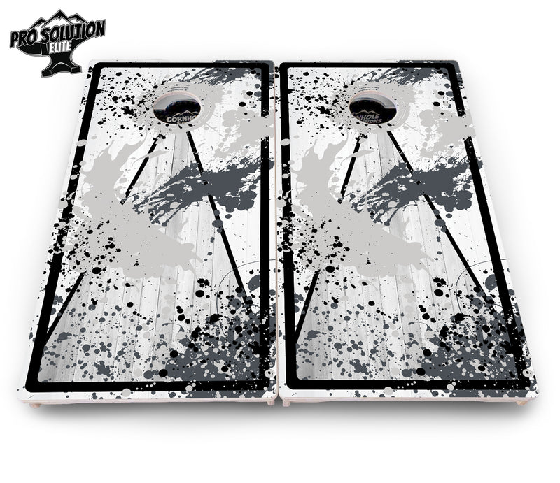 Pro Solution Elite - Paint Splatter Design Options - Professional Tournament Cornhole Boards 3/4" Baltic Birch - Zero Bounce Zero Movement Vertical Interlocking Braces for Extra Weight & Stability +Double Thick Legs +Airmail Blocker