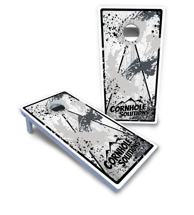 Waterproof - Paint Splatter CS Logo Design Options - All Weather Boards "Outdoor Solution" 18mm(3/4")Direct UV Printed - Regulation 2' by 4' Cornhole Boards (Set of 2 Boards) Double Thick Legs, with Leg Brace & Dual Support Braces!