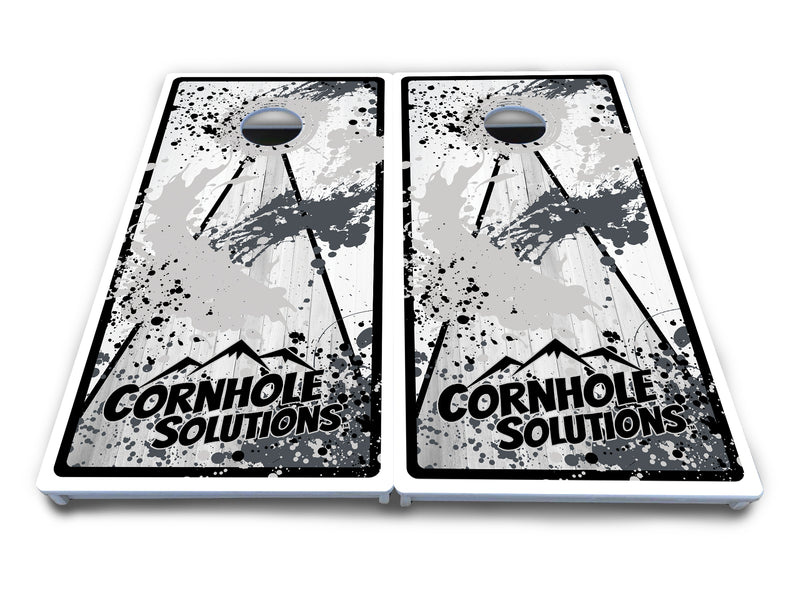 Waterproof - Paint Splatter CS Logo Design Options - All Weather Boards "Outdoor Solution" 18mm(3/4")Direct UV Printed - Regulation 2' by 4' Cornhole Boards (Set of 2 Boards) Double Thick Legs, with Leg Brace & Dual Support Braces!