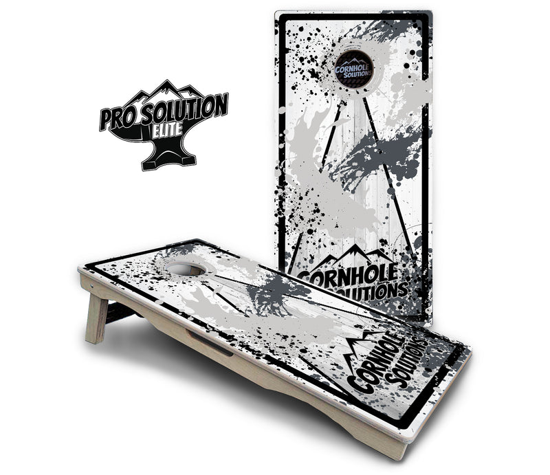 Pro Solution Elite - Paint Splatter CS Logo Design Options - Professional Tournament Cornhole Boards 3/4" Baltic Birch - Zero Bounce Zero Movement Vertical Interlocking Braces for Extra Weight & Stability +Double Thick Legs +Airmail Blocker