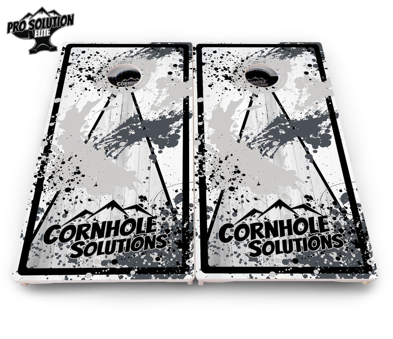 Pro Solution Elite - Paint Splatter CS Logo Design Options - Professional Tournament Cornhole Boards 3/4" Baltic Birch - Zero Bounce Zero Movement Vertical Interlocking Braces for Extra Weight & Stability +Double Thick Legs +Airmail Blocker