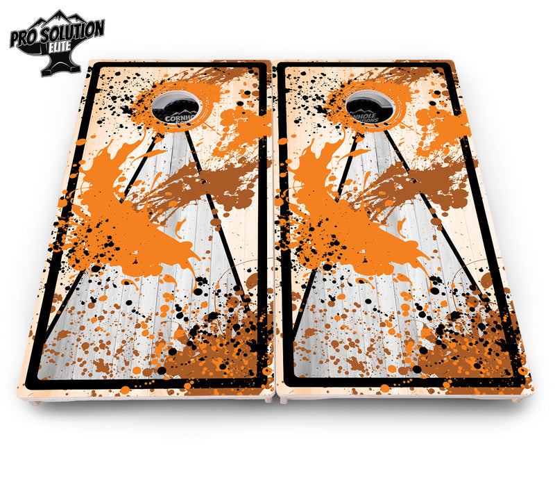 Pro Solution Elite - Paint Splatter Design Options - Professional Tournament Cornhole Boards 3/4" Baltic Birch - Zero Bounce Zero Movement Vertical Interlocking Braces for Extra Weight & Stability +Double Thick Legs +Airmail Blocker