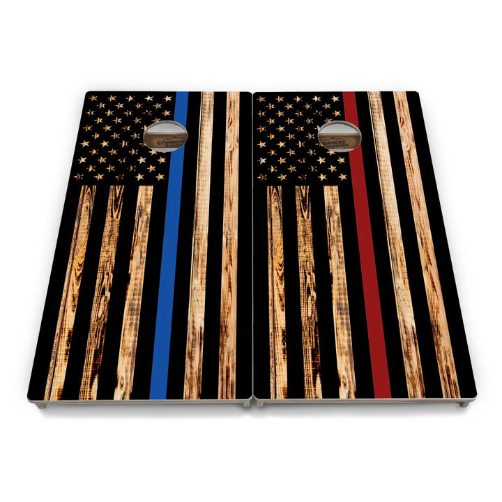 First Responder Rustic Flag Cornhole Boards – Tournament Series