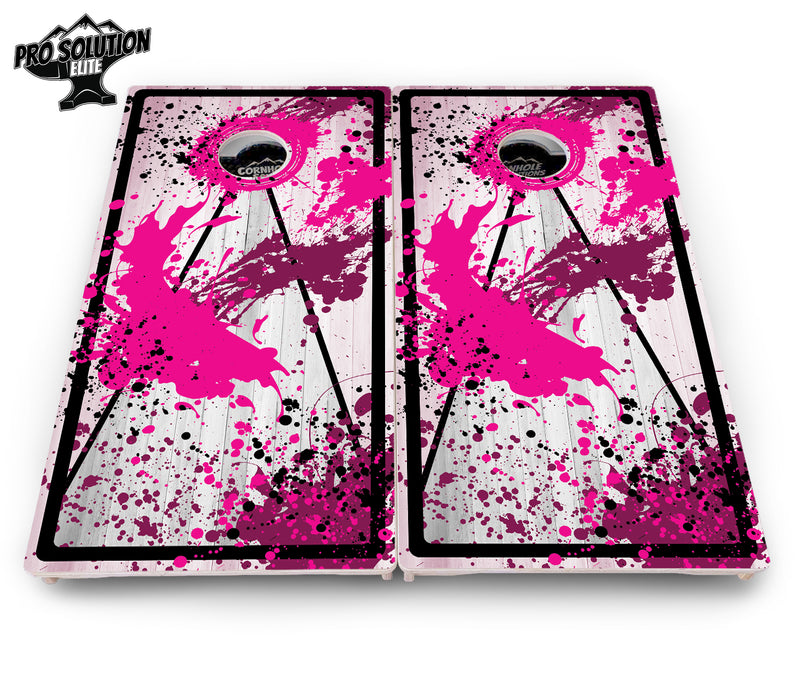 Pro Solution Elite - Paint Splatter Design Options - Professional Tournament Cornhole Boards 3/4" Baltic Birch - Zero Bounce Zero Movement Vertical Interlocking Braces for Extra Weight & Stability +Double Thick Legs +Airmail Blocker