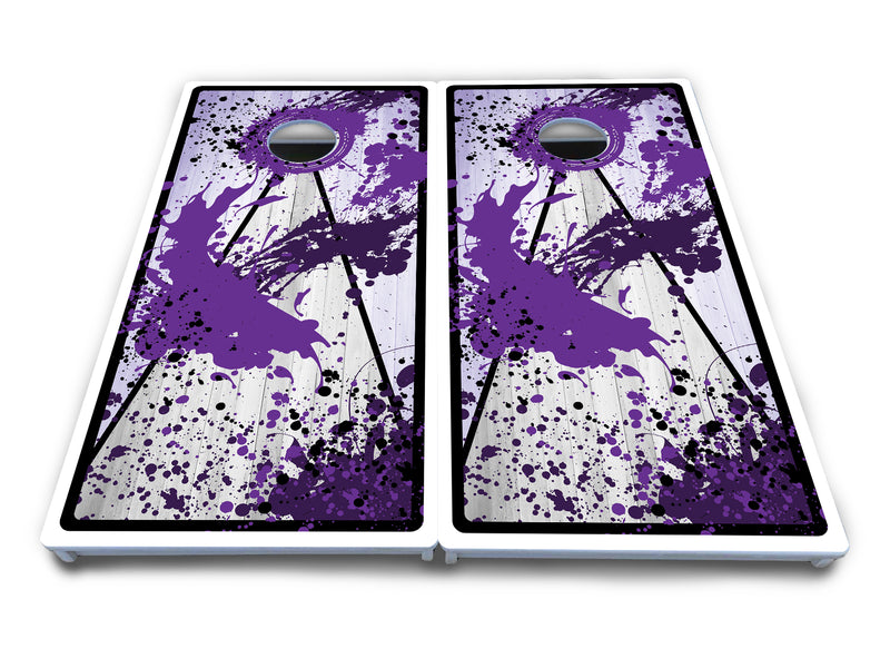 Waterproof - Paint Splatter Design Options - All Weather Boards "Outdoor Solution" 18mm(3/4")Direct UV Printed - Regulation 2' by 4' Cornhole Boards (Set of 2 Boards) Double Thick Legs, with Leg Brace & Dual Support Braces!