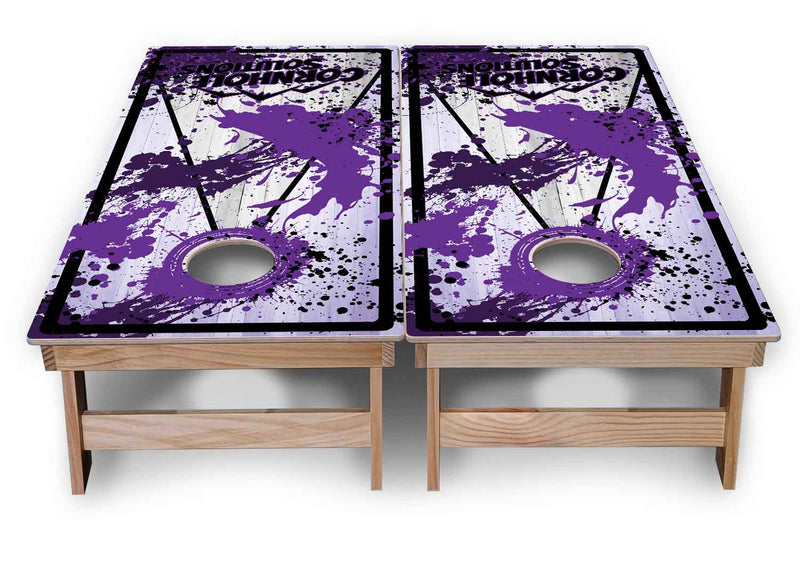 Backyard Solution Boards - Paint Splatter CS Logo (8) Color Options - Regulation 2'x4' Boards - 15mm Baltic Birch Tops - Solid Wood Frames + Folding Legs w/Brace + (1) Support Brace + UV Direct Print + UV Clear Coat