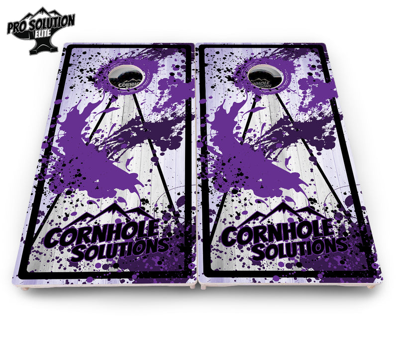 Pro Solution Elite - Paint Splatter CS Logo Design Options - Professional Tournament Cornhole Boards 3/4" Baltic Birch - Zero Bounce Zero Movement Vertical Interlocking Braces for Extra Weight & Stability +Double Thick Legs +Airmail Blocker