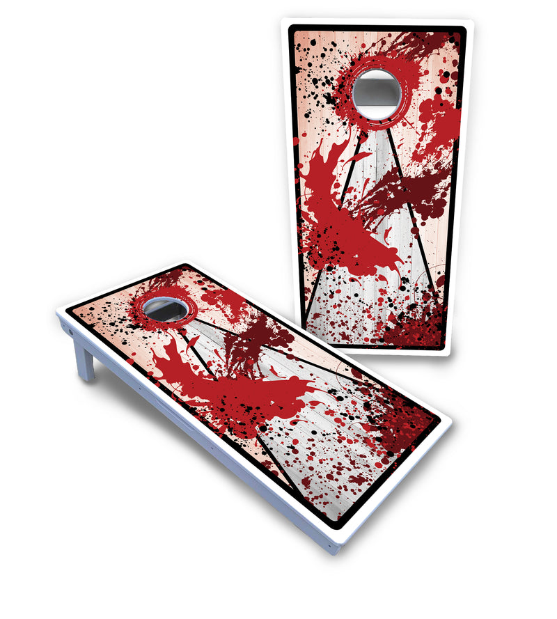 Waterproof - Paint Splatter Design Options - All Weather Boards "Outdoor Solution" 18mm(3/4")Direct UV Printed - Regulation 2' by 4' Cornhole Boards (Set of 2 Boards) Double Thick Legs, with Leg Brace & Dual Support Braces!