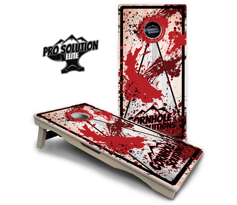 Pro Solution Elite - Paint Splatter CS Logo Design Options - Professional Tournament Cornhole Boards 3/4" Baltic Birch - Zero Bounce Zero Movement Vertical Interlocking Braces for Extra Weight & Stability +Double Thick Legs +Airmail Blocker