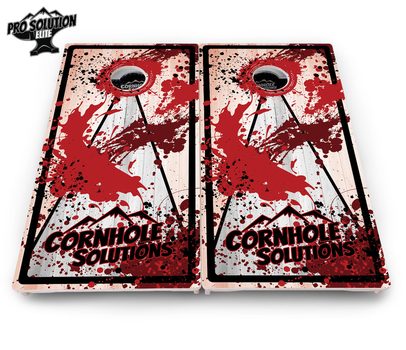 Pro Solution Elite - Paint Splatter CS Logo Design Options - Professional Tournament Cornhole Boards 3/4" Baltic Birch - Zero Bounce Zero Movement Vertical Interlocking Braces for Extra Weight & Stability +Double Thick Legs +Airmail Blocker