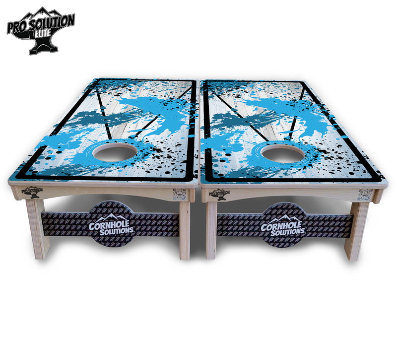 Pro Solution Elite - Paint Splatter Design Options - Professional Tournament Cornhole Boards 3/4" Baltic Birch - Zero Bounce Zero Movement Vertical Interlocking Braces for Extra Weight & Stability +Double Thick Legs +Airmail Blocker