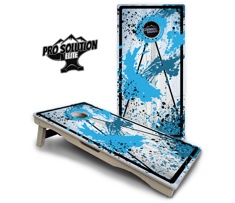 Pro Solution Elite - Paint Splatter Design Options - Professional Tournament Cornhole Boards 3/4" Baltic Birch - Zero Bounce Zero Movement Vertical Interlocking Braces for Extra Weight & Stability +Double Thick Legs +Airmail Blocker