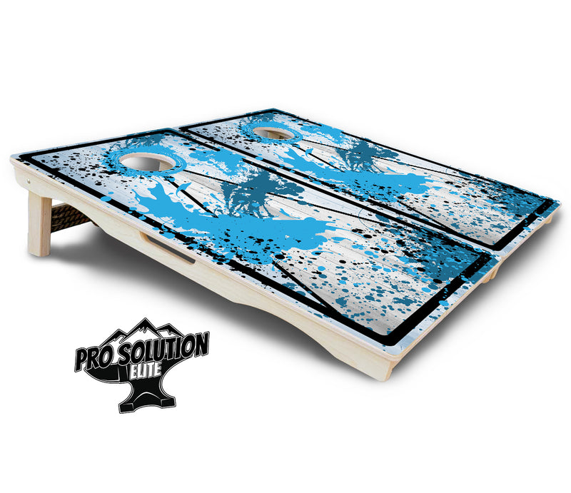 Pro Solution Elite - Paint Splatter Design Options - Professional Tournament Cornhole Boards 3/4" Baltic Birch - Zero Bounce Zero Movement Vertical Interlocking Braces for Extra Weight & Stability +Double Thick Legs +Airmail Blocker