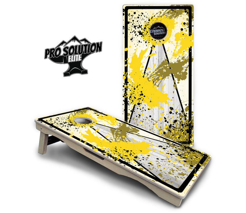 Pro Solution Elite - Paint Splatter Design Options - Professional Tournament Cornhole Boards 3/4" Baltic Birch - Zero Bounce Zero Movement Vertical Interlocking Braces for Extra Weight & Stability +Double Thick Legs +Airmail Blocker