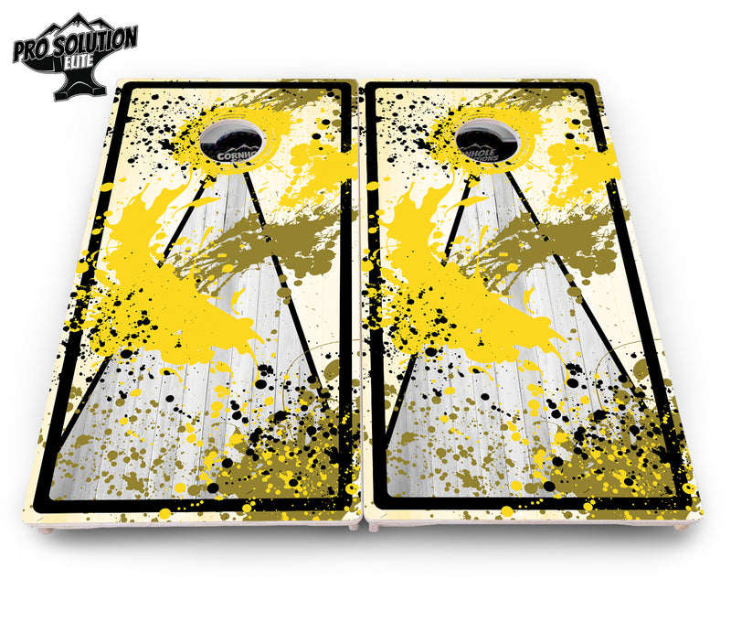 Pro Solution Elite - Paint Splatter Design Options - Professional Tournament Cornhole Boards 3/4" Baltic Birch - Zero Bounce Zero Movement Vertical Interlocking Braces for Extra Weight & Stability +Double Thick Legs +Airmail Blocker