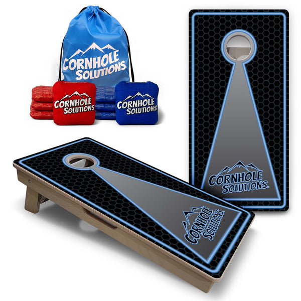 Vacation Cornhole Boards - Neon Keyhole CS Logo