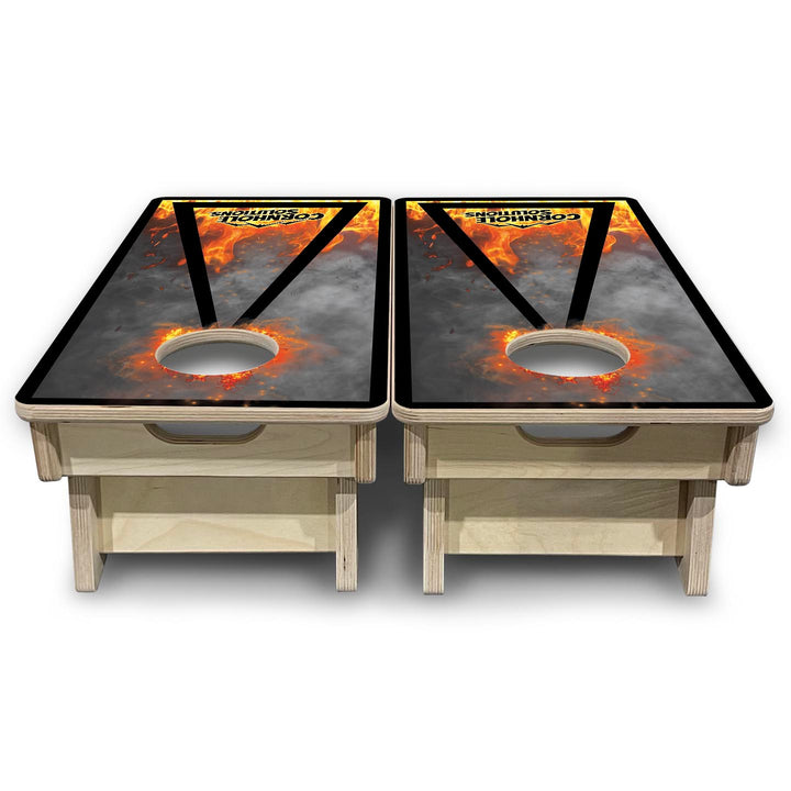 Fire Smoke Triangle CS Logo - Mini or Vacation Size Cornhole Boards