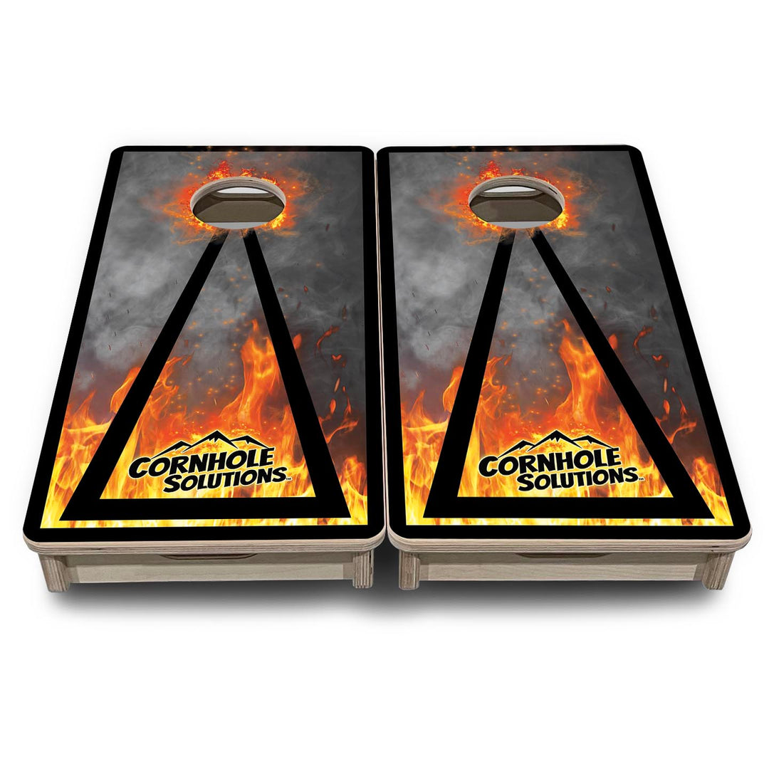 Fire Smoke Triangle CS Logo - Mini or Vacation Size Cornhole Boards