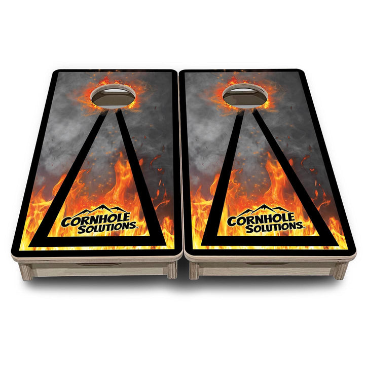 Fire Smoke Triangle CS Logo - Mini or Vacation Size Cornhole Boards
