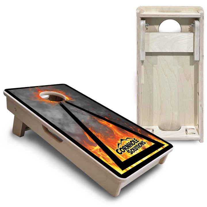 Fire Smoke Triangle CS Logo - Mini or Vacation Size Cornhole Boards