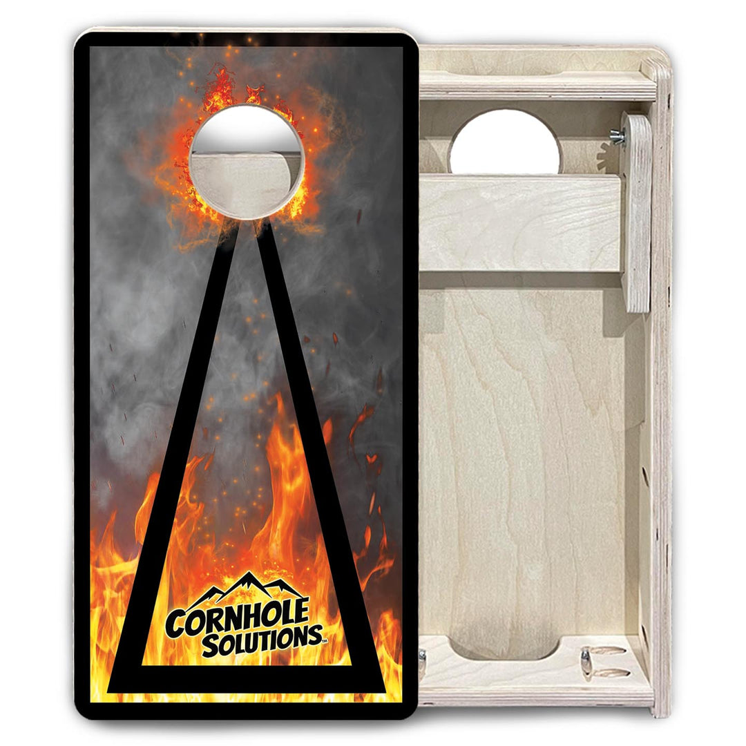 Fire Smoke Triangle CS Logo - Mini or Vacation Size Cornhole Boards