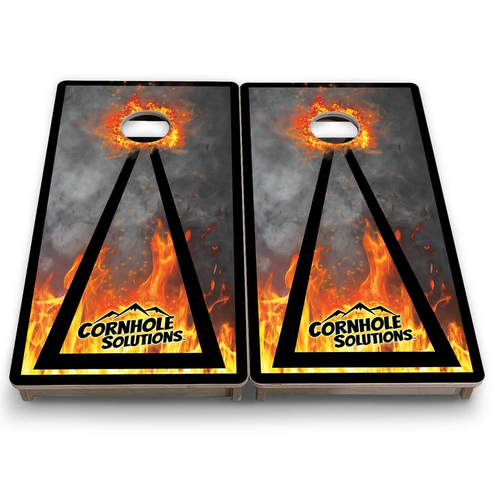 Fire Smoke Triangle CS Logo - Mini or Vacation Size Cornhole Boards