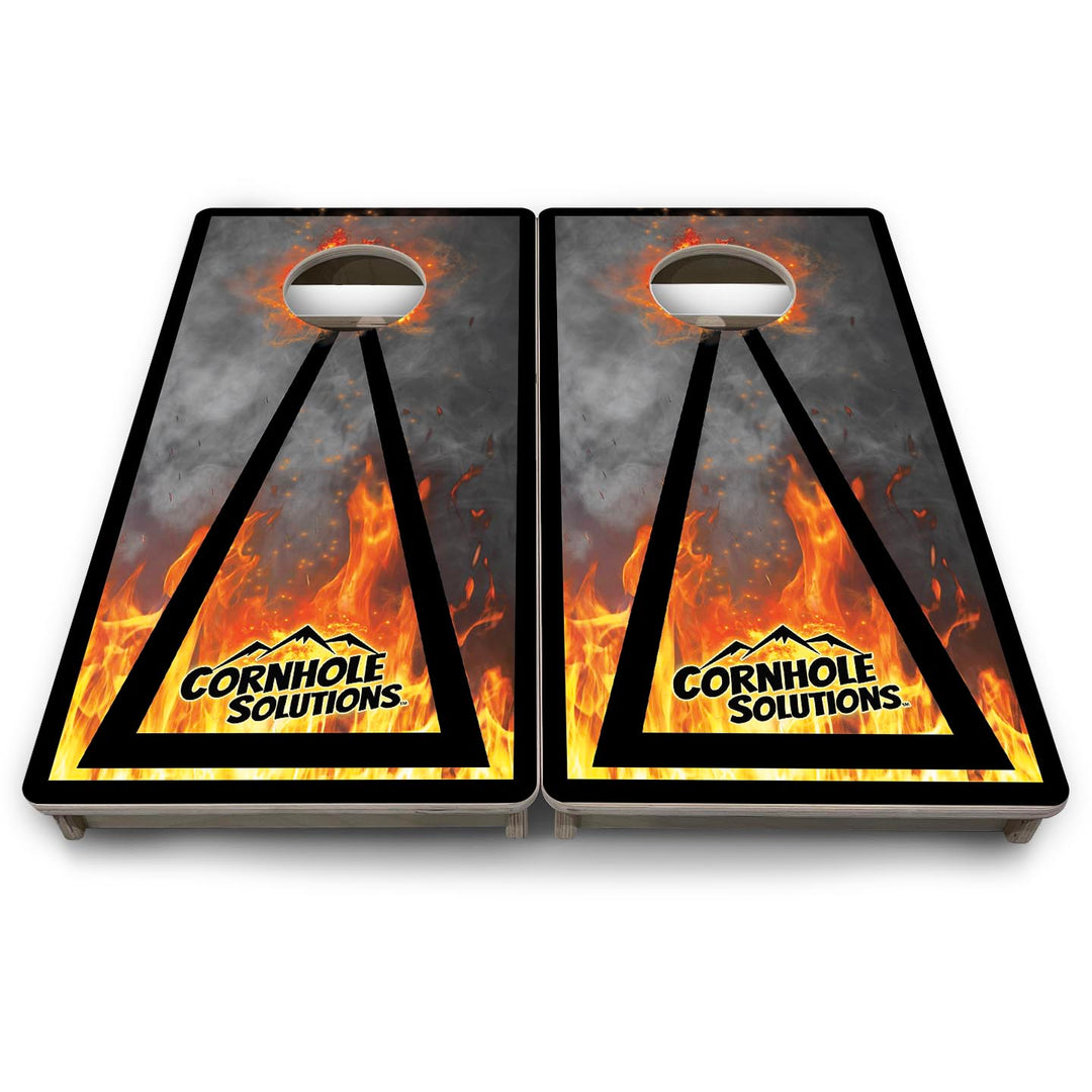 Fire Smoke Triangle CS Logo - Mini or Vacation Size Cornhole Boards